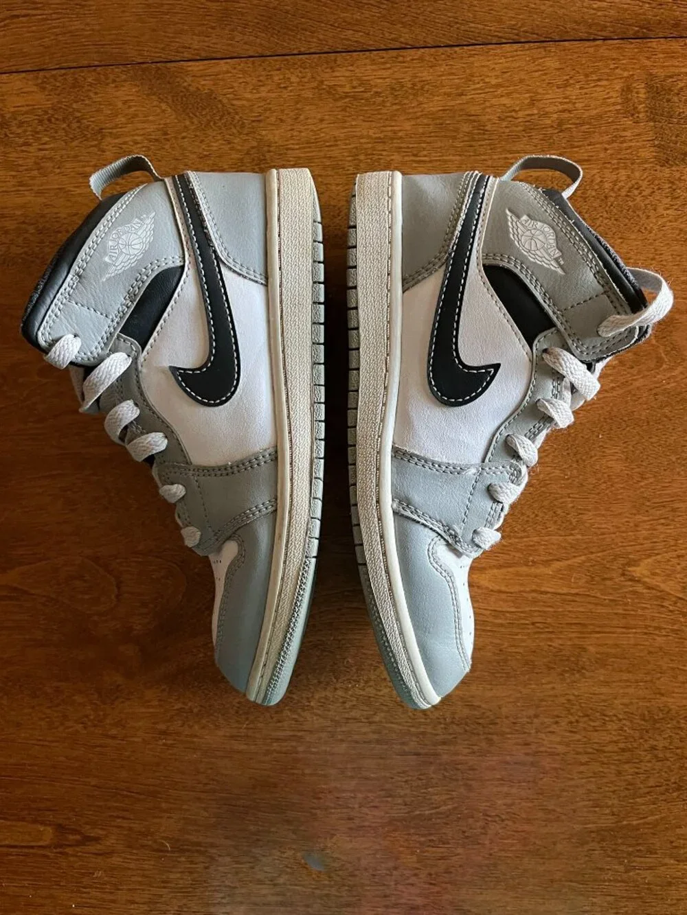 Nike Jordan 1 Mid gray and white sneakers 2Y